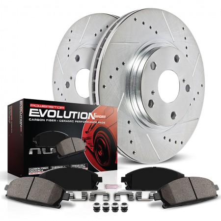 Power Stop Drilled / Slotted Rotors with Pads ( Front )